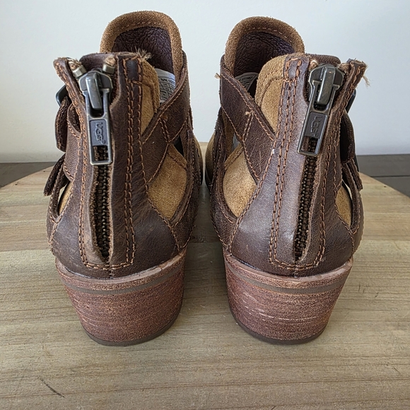 UGG Tan Suede Patsy Chestnut Buckle Ankle Booties- Womens SZ 6 - Picture 3 of 11